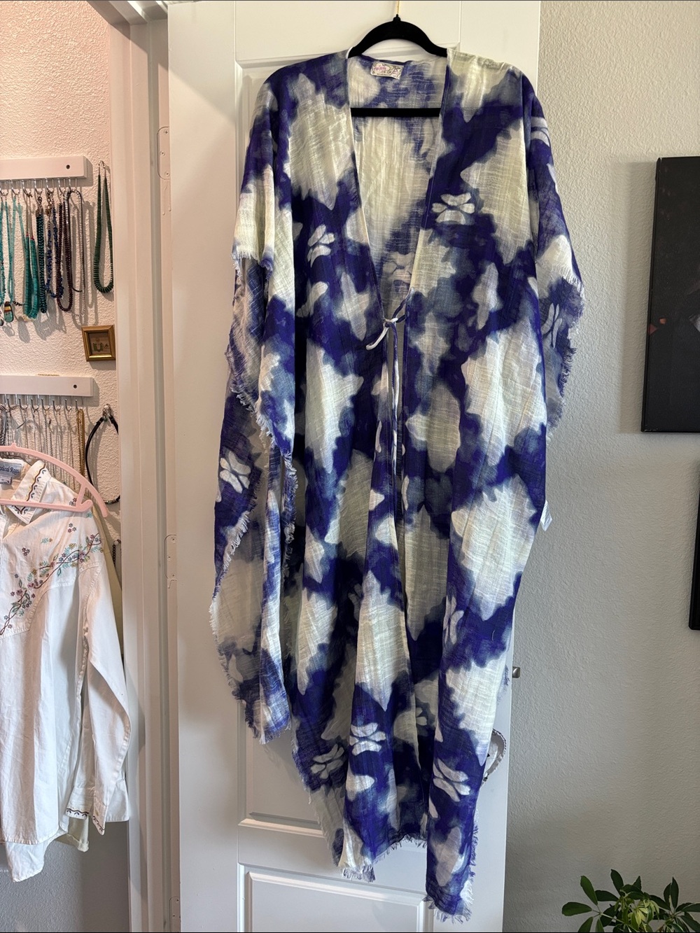 Free People Sun Drenched Duster Blue and White  Cover